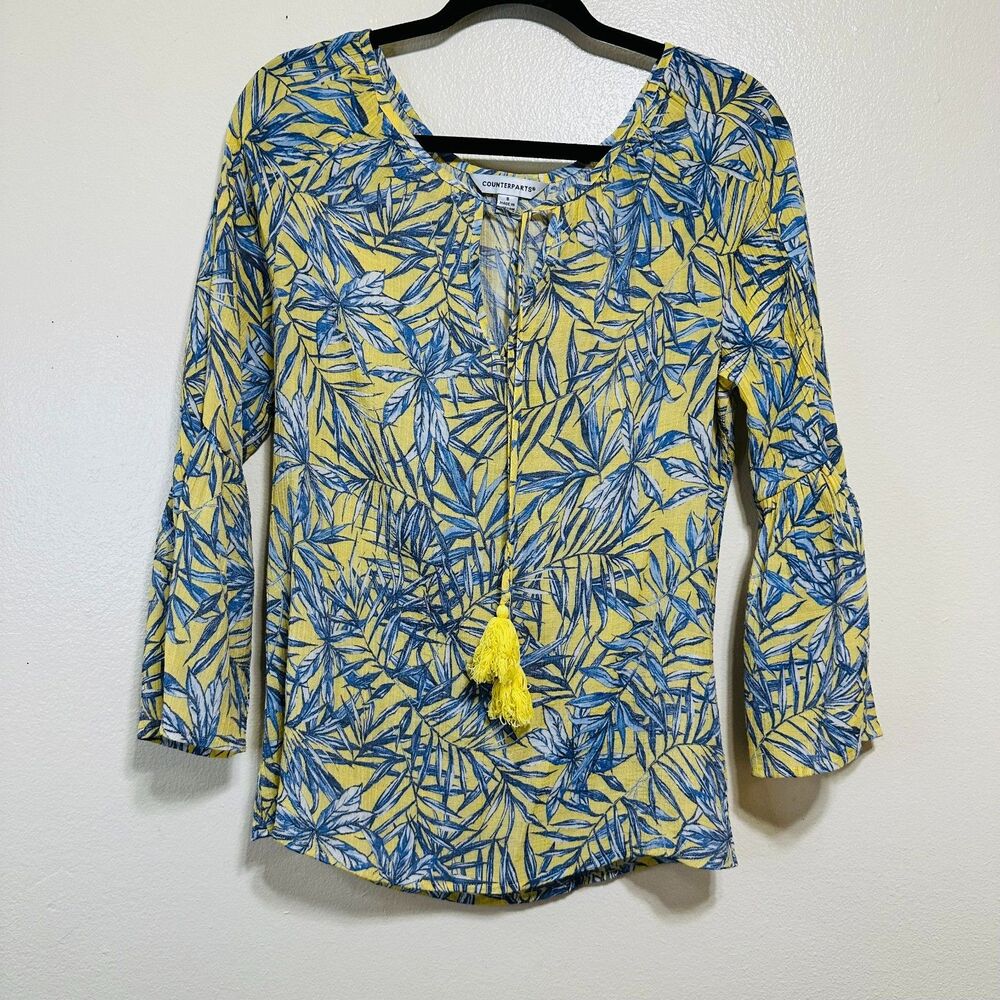 Counterparts BOHO Women's Bamboo Design Size S Long Sleeve Tunic Top
